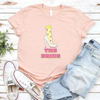 May include Peach Team Bride & The Bride Bachelorette Party Matching T-Shirts, featuring "Team Bride" and "The Bride" designs in soft cotton fabric, perfect for pre-wedding celebrations and group photos.