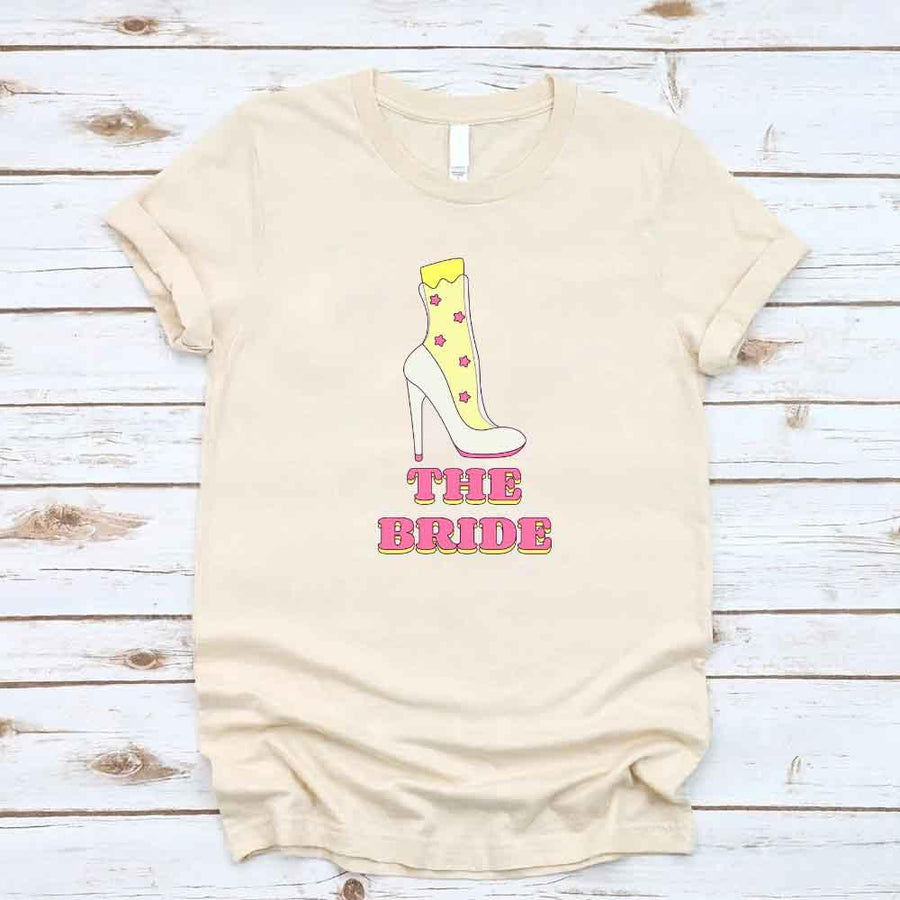May include Team Cream Bride & The Bride Bachelorette Party Matching T-Shirts, featuring "Team Bride" and "The Bride" designs in soft cotton fabric, perfect for pre-wedding celebrations and group photos.