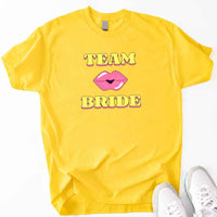May include Daisy Team Bride & The Bride Bachelorette Party Matching T-Shirts, featuring "Team Bride" and "The Bride" designs in soft cotton fabric, perfect for pre-wedding celebrations and group photos.