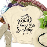 May include two people wearing matching best friend graphic t-shirts with “Tequila, Lime & Sunshine” text.