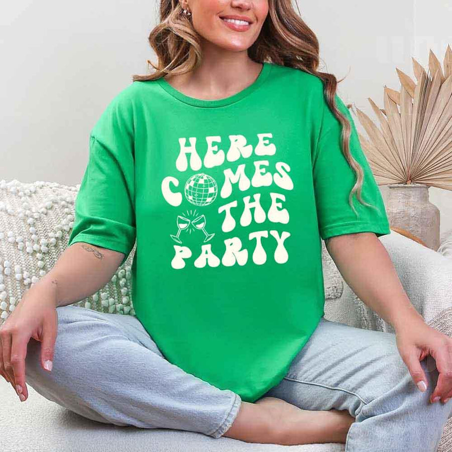 May include Irish Green bachelorette-themed T-shirt reading “Vino Before Vows,” featuring playful typography and celebratory bridal party design elements!