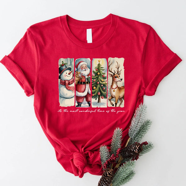 May include a cozy Christmas crewneck shirt featuring a vintage-style Santa Claus graphic with festive details and classic lettering such as “It’s the Most Wonderful Time.” The design has a nostalgic holiday charm, ideal for celebrating the Christmas season in comfort and style.