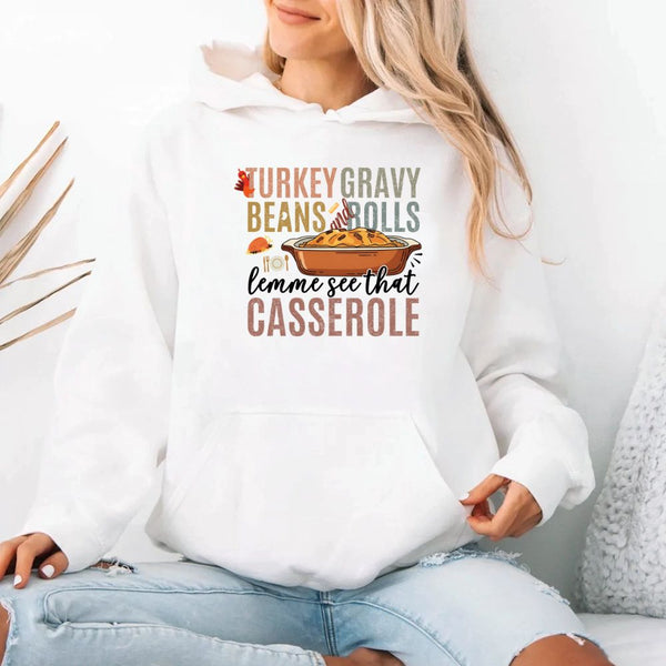 Turkey Gravy Beans & Rolls Hoodie – Funny Thanksgiving Casserole Hoodies