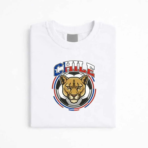 May include a person wearing a White Chile 2026 World Cup Countries Animal Emblems T-Shirt featuring bold animal graphic and relaxed fit.