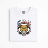 May include a person wearing a White Chile 2026 World Cup Countries Animal Emblems T-Shirt featuring bold animal graphic and relaxed fit.