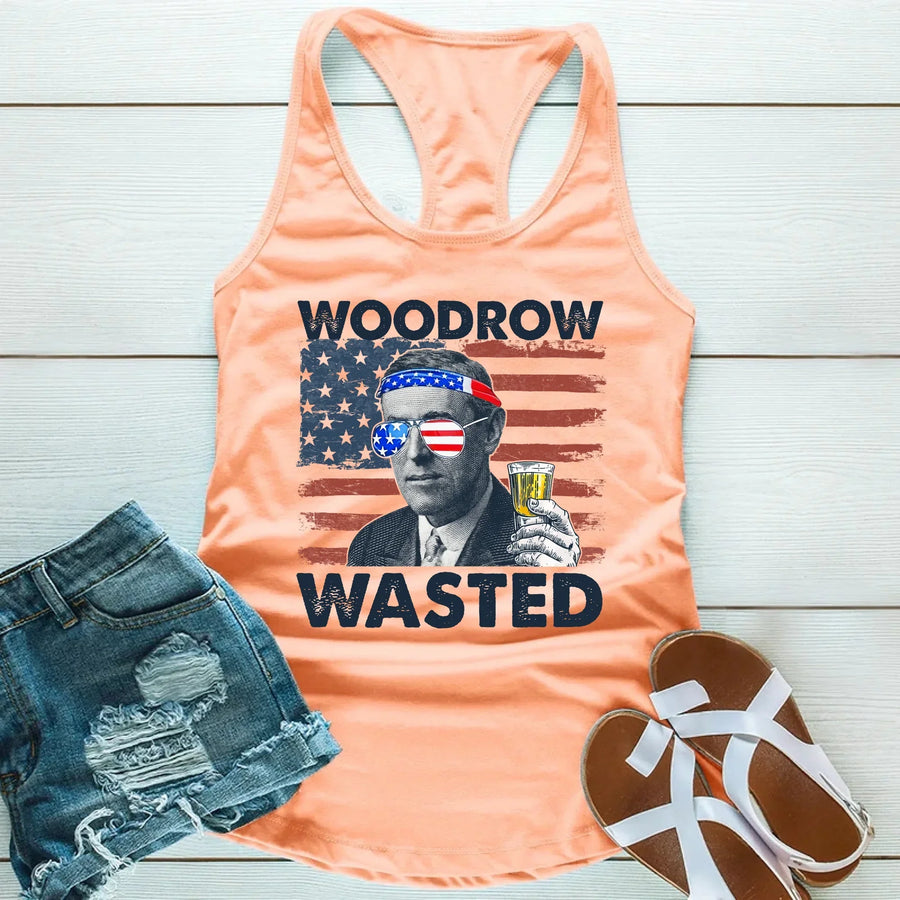 Get party-ready this Independence Day with the Woodrow Wasted tank – a funny patriotic top for summer fun.
Light Orange