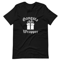 Black t-shirt with 'Gangsta Wrapper' design on it