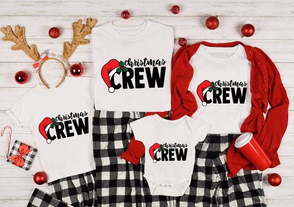 May include a toddler Christmas Crew tee with a simple holiday print and soft fabric suitable for active wear.
