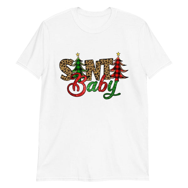 May include a Christmas Santa Baby tee with a festive graphic printed on the front, displayed on a plain background.