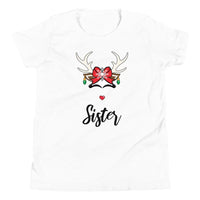 Family Christmas Deer Sister  Youth Tee