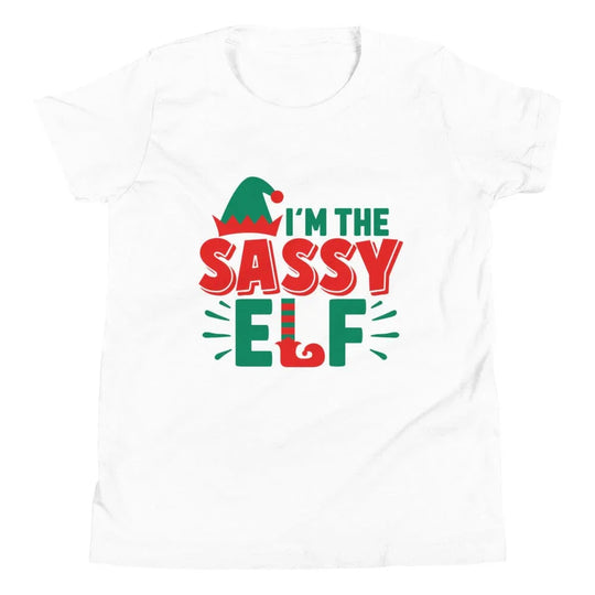 May include a toddler Christmas tee with a playful elf graphic printed on the front, presented on a plain background.
