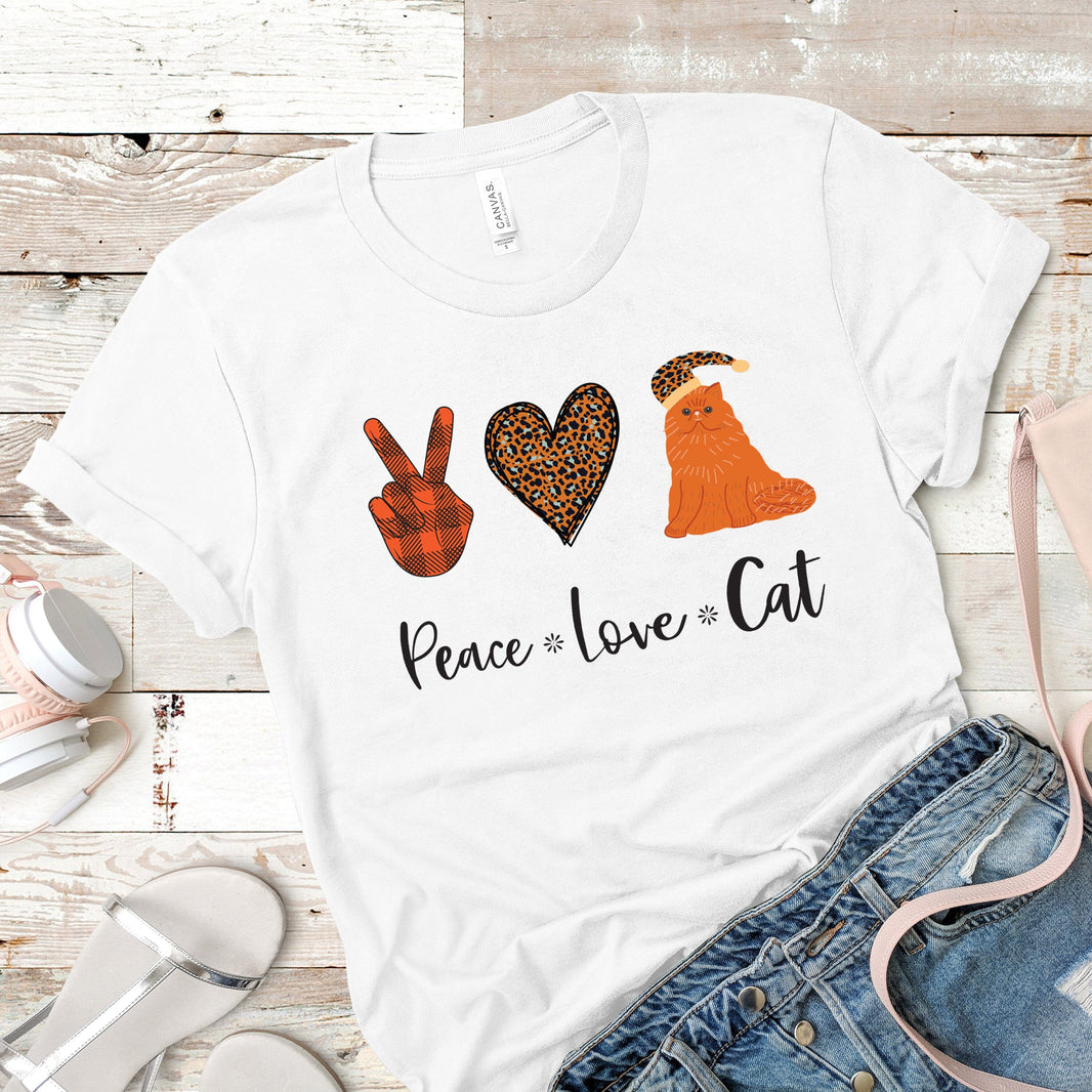 Peace, Love, Cat Tee