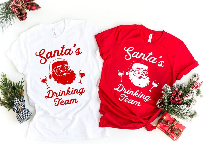 Santa's Drinking Team White Tee