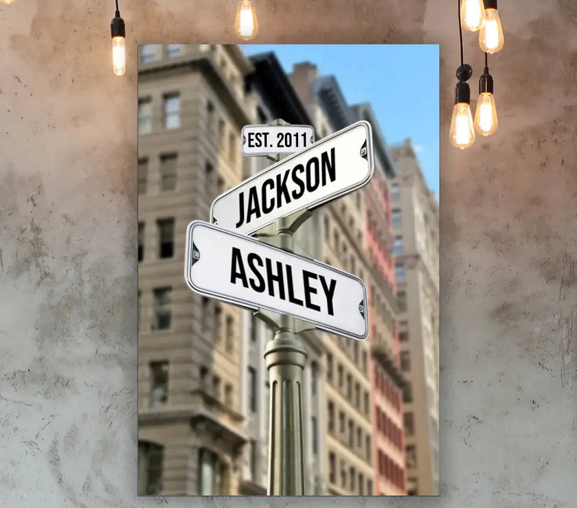 Custom Intersection With Names Canvas For Couples