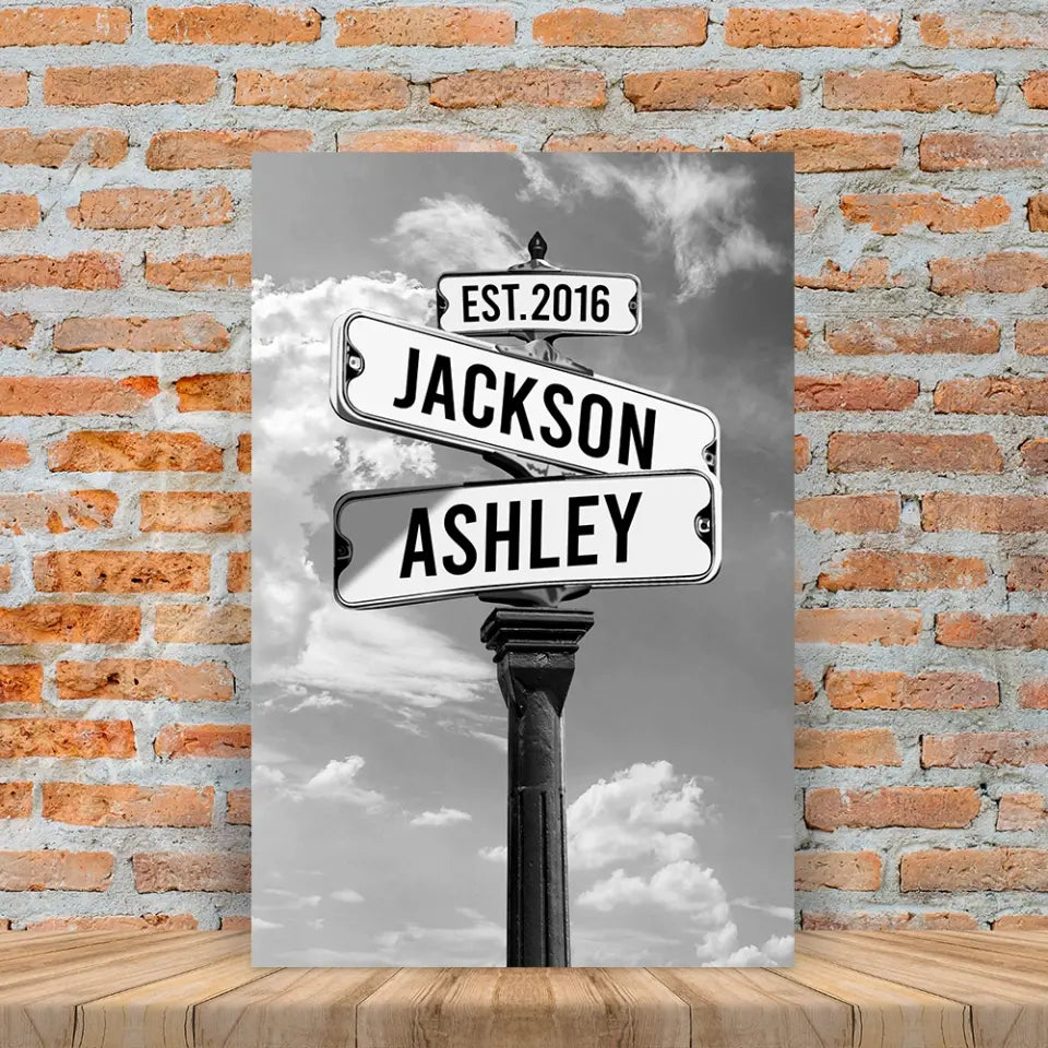 Street Sign With Names For Couples Canvas