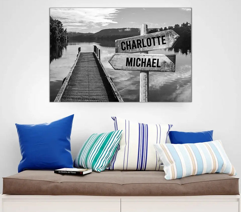 Lake Dock Multi-Names Premium Canvas