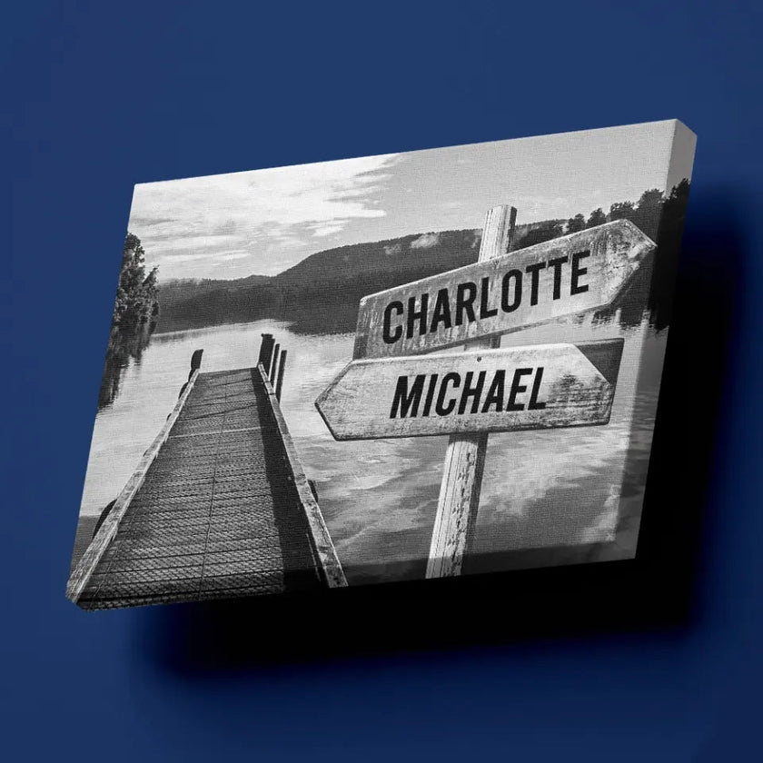 Lake Dock Multi-Names Premium Canvas