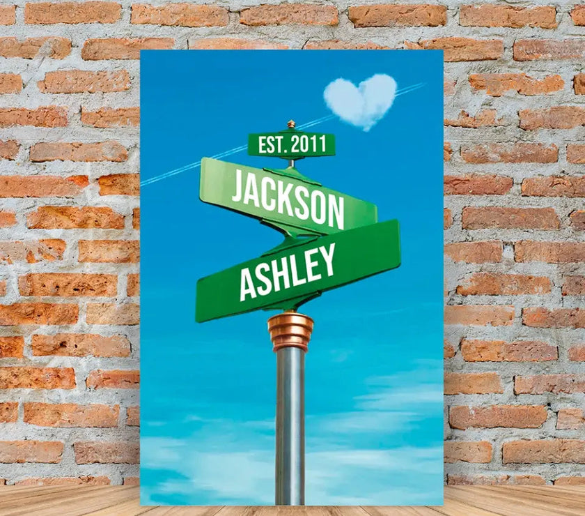 Couples Street Sign Premium Canvas