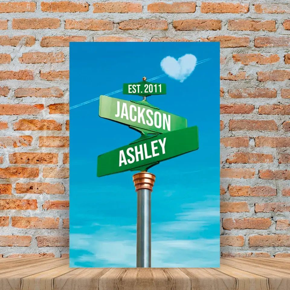 Couples Street Sign Premium Canvas