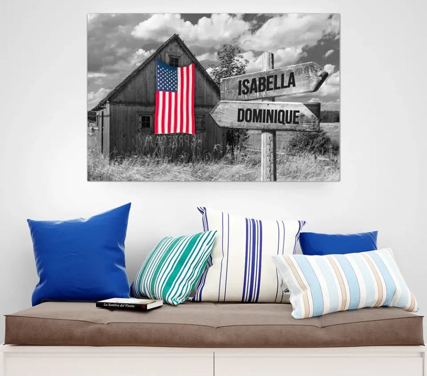 American Barn Multi-Names Premium Canvas