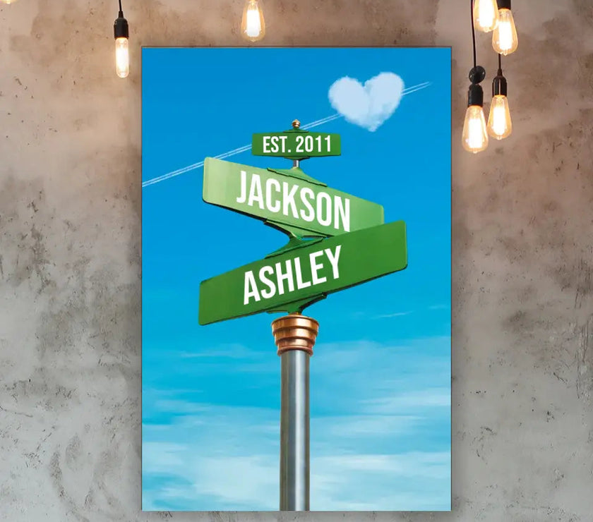 Couples Street Sign Premium Canvas