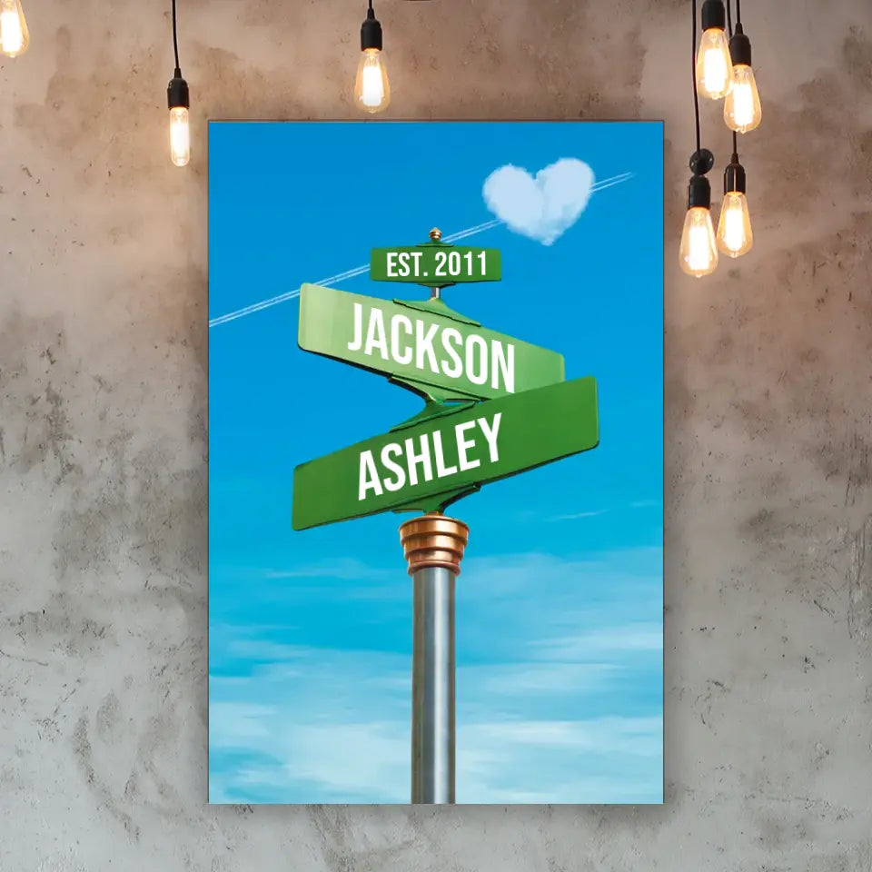 Couples Street Sign Premium Canvas