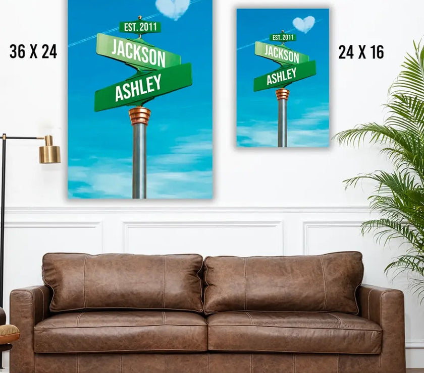 Couples Street Sign Premium Canvas