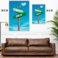 Couples Street Sign Premium Canvas