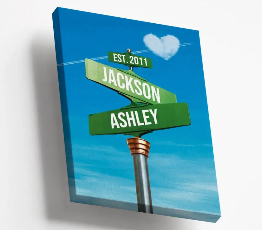 Couples Street Sign Premium Canvas