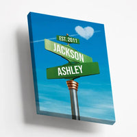 Couples Street Sign Premium Canvas