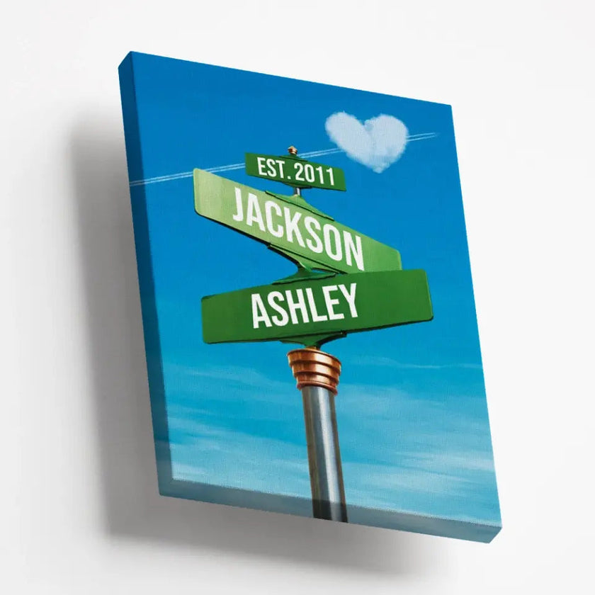 Couples Street Sign Premium Canvas