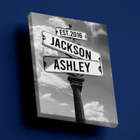 Street Sign With Names For Couples Canvas