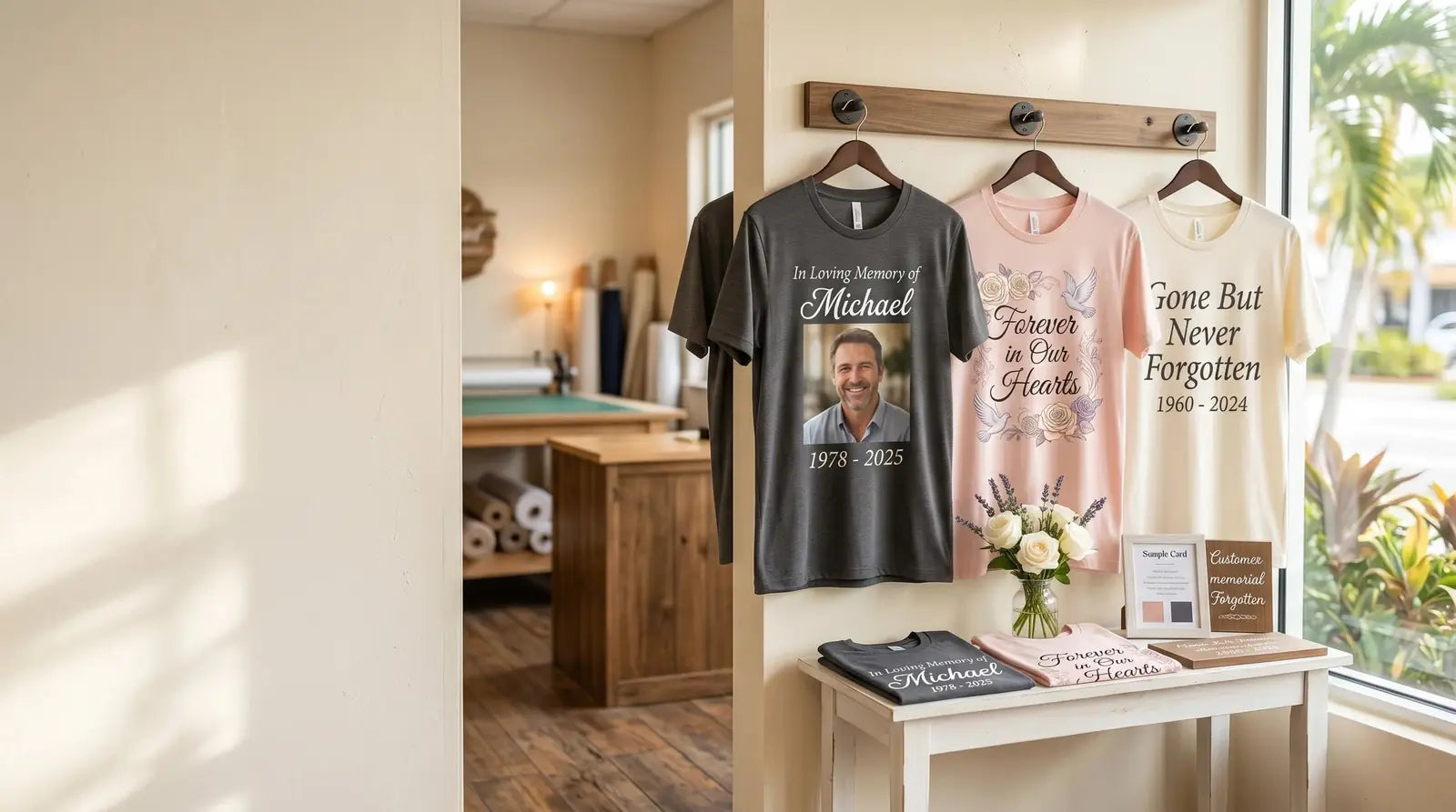 In Loving Memory t-shirts Miami South Florida with personalized memorial designs photos dates and heartfelt messages